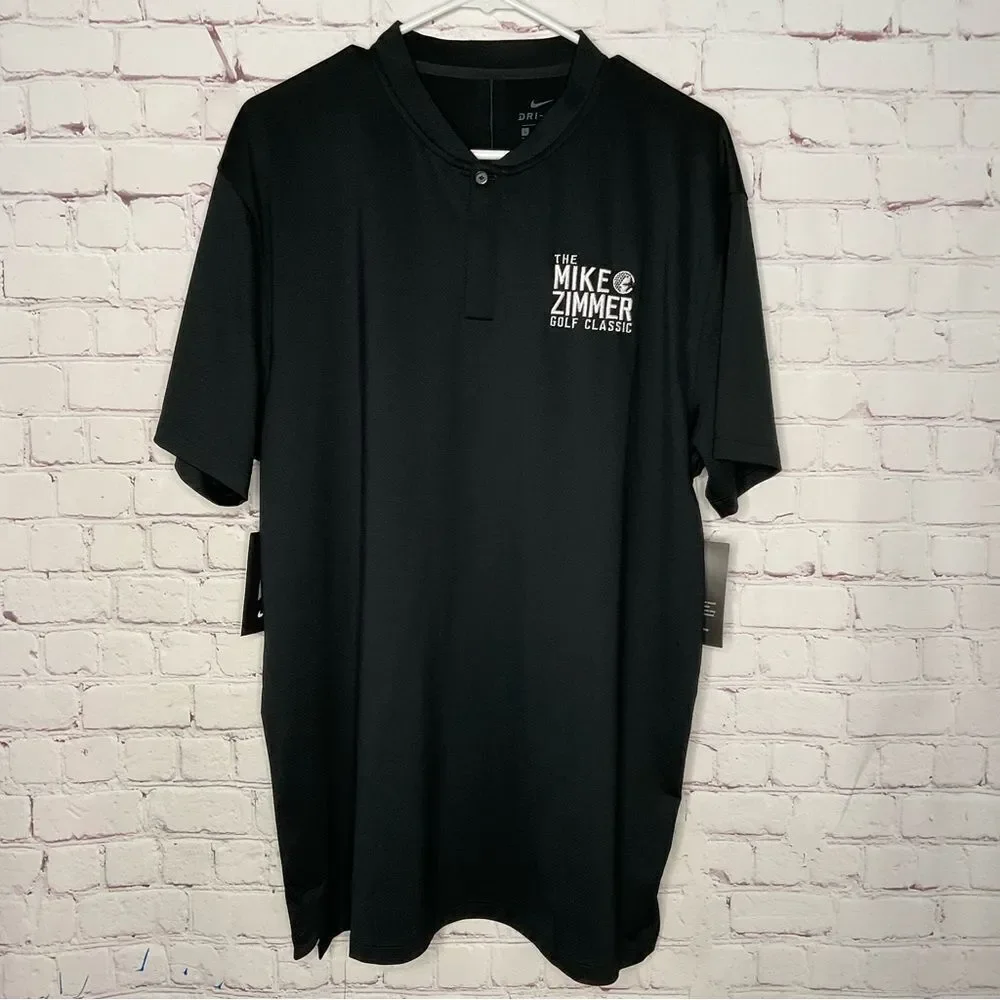 $85 NEW Nike Dri-Fit The Mike Zimmer Mock Neck Golf Polo Shirt‎ Black Size L